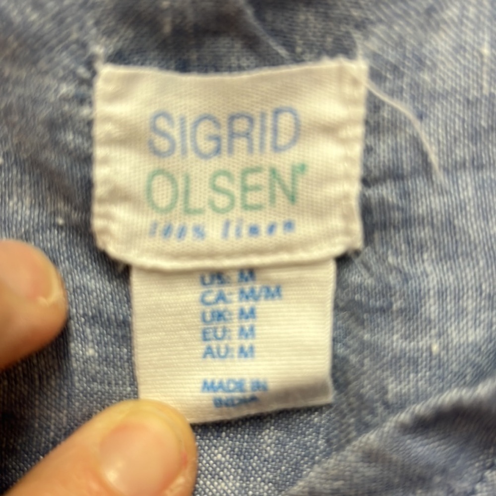 Sigrid Olsen Chambray Linen Button-Down Medium - image 2